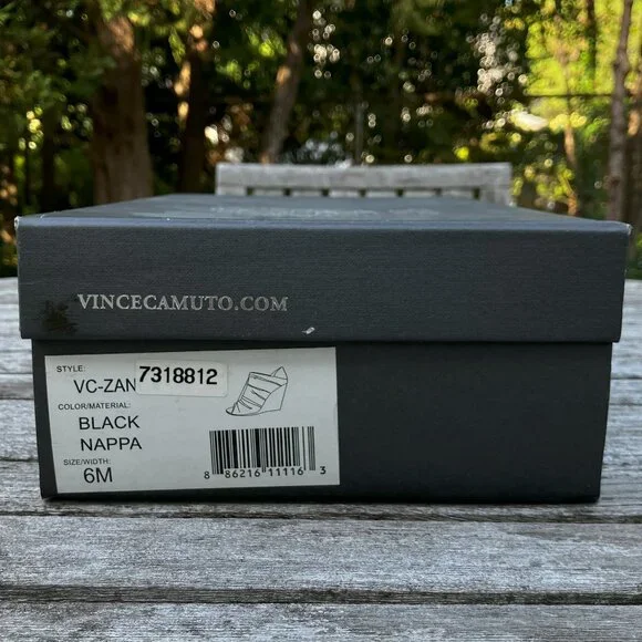 ✨Black Leather Peep-Toe Wedge Ankle Booties - Size 6M - Picture 13 of 14